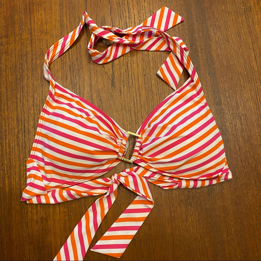 Ralph Lauren Striped Tie Halter Bikini Top - 8